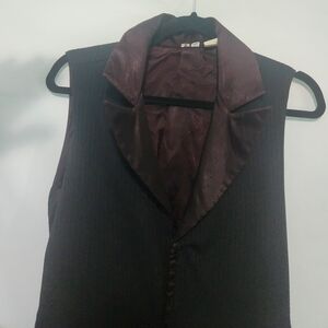 Vintage Bill Parry Black W Burgundy Lining Pleated Sleeveless Jumpsuit. Sz Small